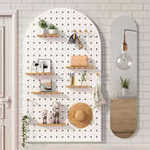 玄关异形洞洞板墙面隔板收纳架入户墙上书架置物架实木洞洞板