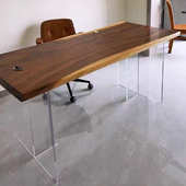 亚克力透明桌腿高透T型支撑脚悬浮桌支撑岩板桌脚茶几书桌脚