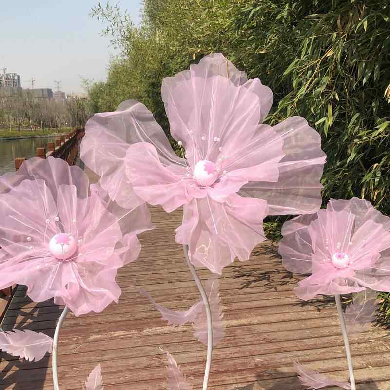 路婚庆路橱引花婚礼舞台布置摆装饰窗件丝网纱花成SBY品结婚丝网