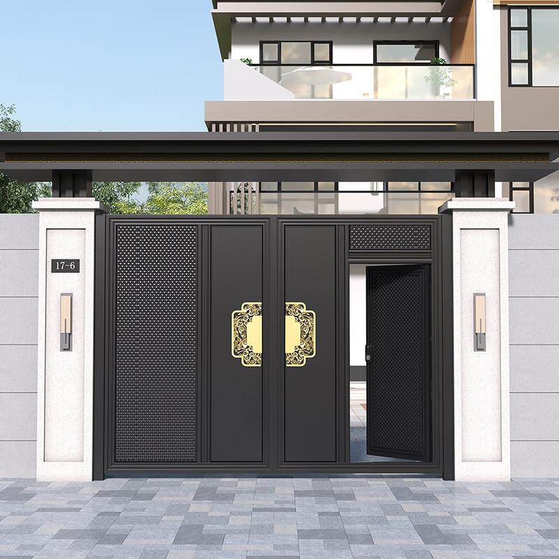 铝合金庭院门铝艺大门户外门楼别墅大门双开门农村自建房电动大门