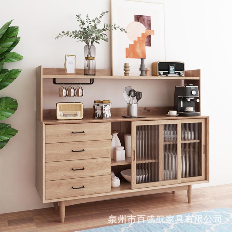 现代简约储实木餐边柜置厨房客原木色收纳物橱柜BSHCBG07酒楼餐厅