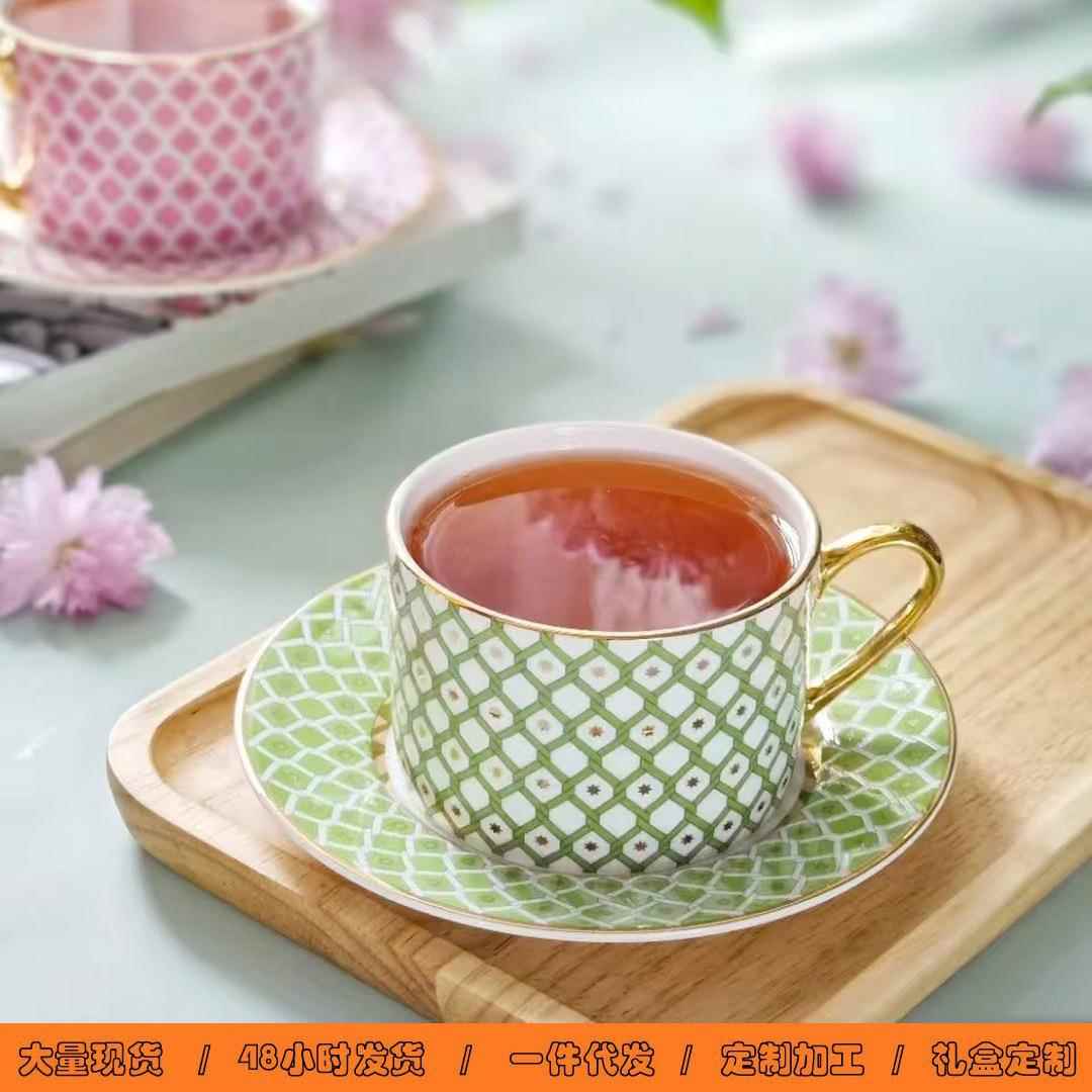 七彩星星骨瓷镀金下午茶咖啡杯碟套装酒店餐厅下午茶杯配碟子