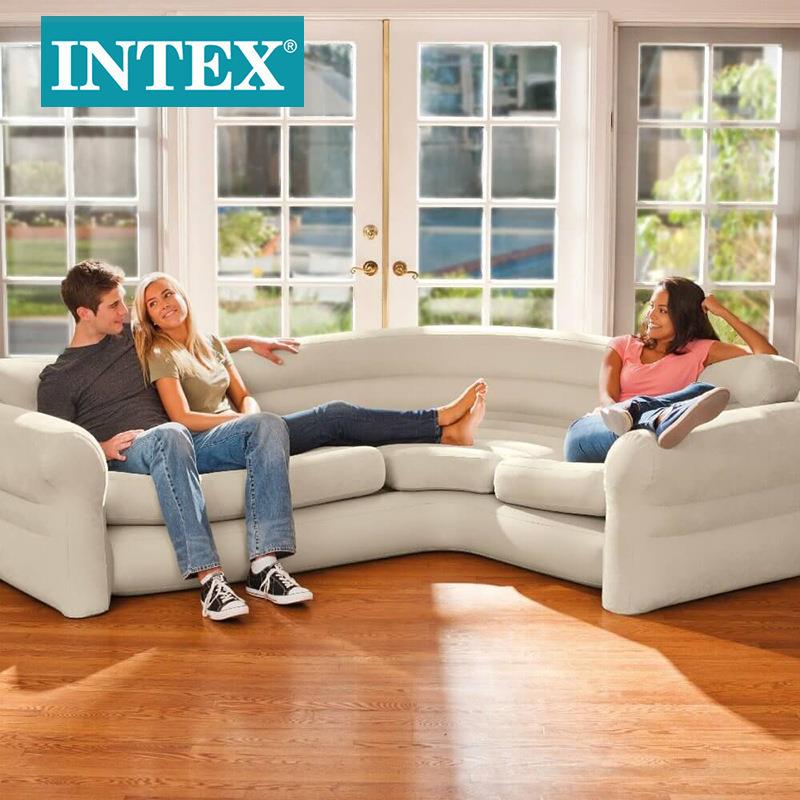 INTEX68575转角充气懒人沙发纯色家庭简易多人充气座椅