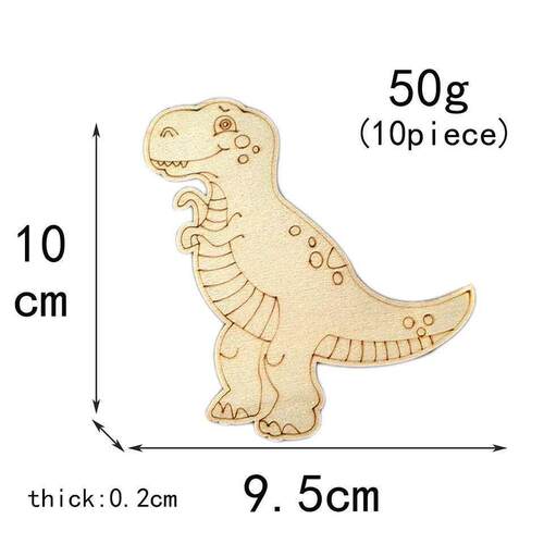 10pcs Wooden Dinosaur Crafts Painting Wooden Ornaments F