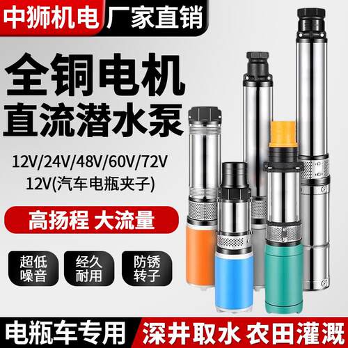 电动车潜水泵12V24V48V60V72V大功率高扬程大流量农用灌溉潜水泵
