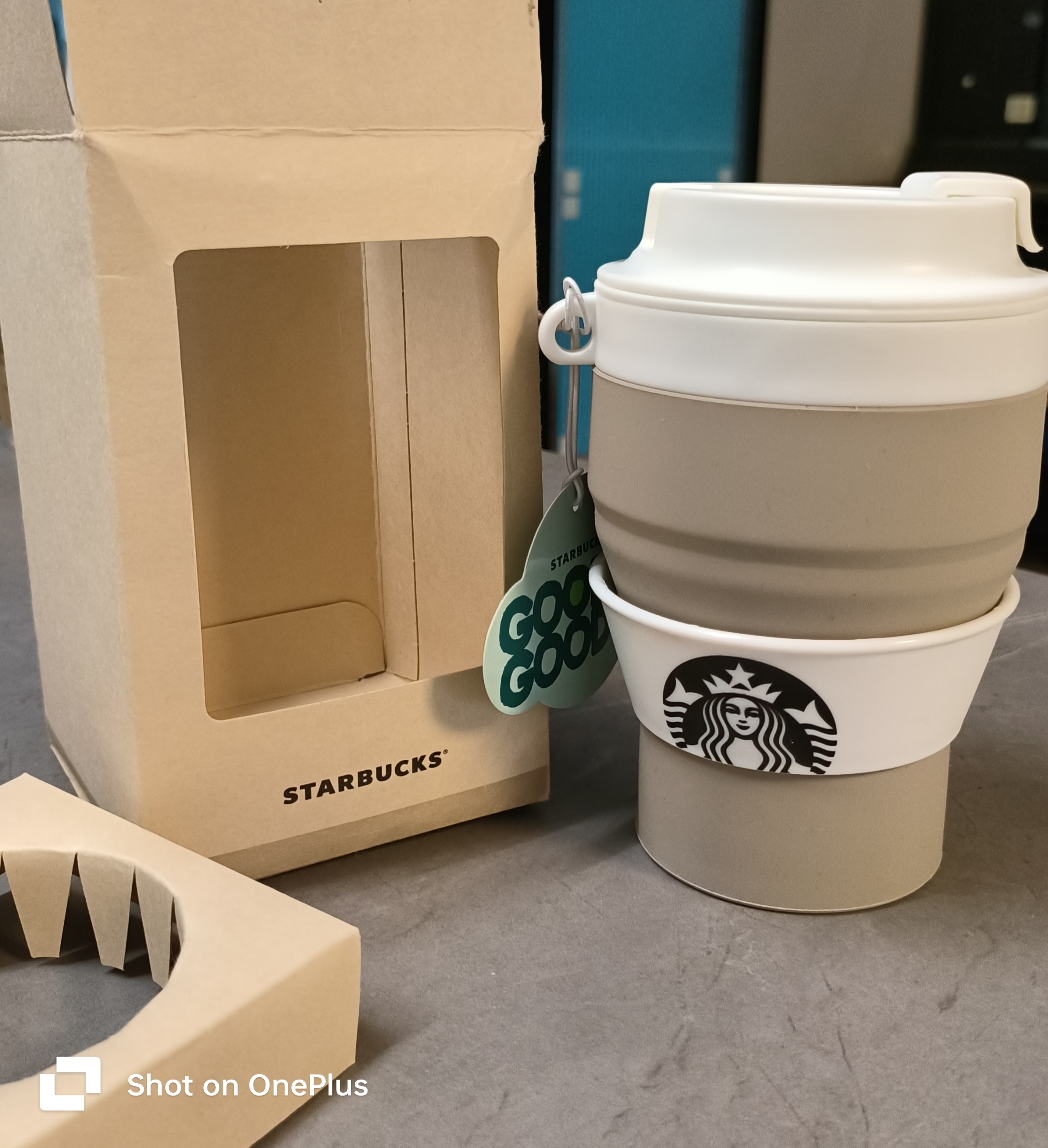thumbnail for Brand new Starbucks Eco-friendly Silicone Folding Cup, 384ml, portable design.