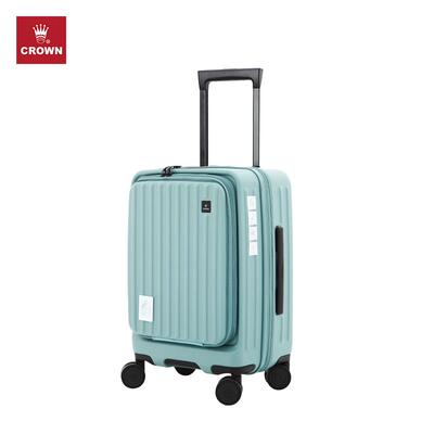 高档C2ROWN/皇冠前开 盖拉炼 炼 行0李女寸拉杆箱轻便大容量旅箱