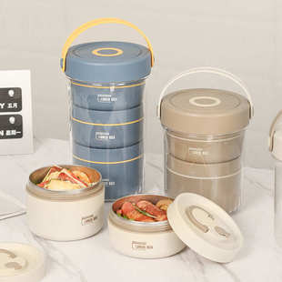 304饭盒不锈钢保温提锅饭桶PC提手多层密封便携保温饭盒定制
