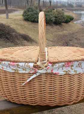 户外田XES柳编收纳筐藤编收篮野餐篮水果编篮柳纳筐园藤编篮子果