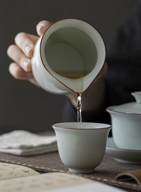 影青釉瓷公杯功陶夫茶分茶器道匀单杯茶KMK海茶具配件纯色个耐高