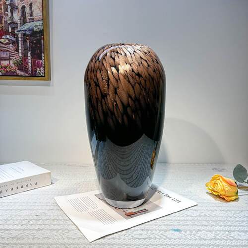 式新中高861端洒金工琉璃瓶家居软花装博艺古架样板间高级摆件装