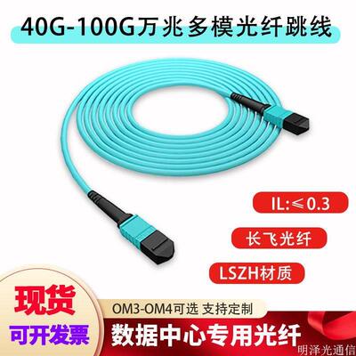MPO光纤跳线3米OM4 40G 100G万兆传输 QSFP28SR4模组连接线 多模12芯OM3