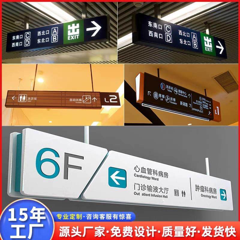 商场地下车库停车场医院双面不锈钢悬挂吊牌灯箱发光指示牌定制