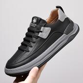 2024春季 百搭皮鞋 新款 时尚 男 真皮软底透气运动休闲鞋 香港潮牌男鞋