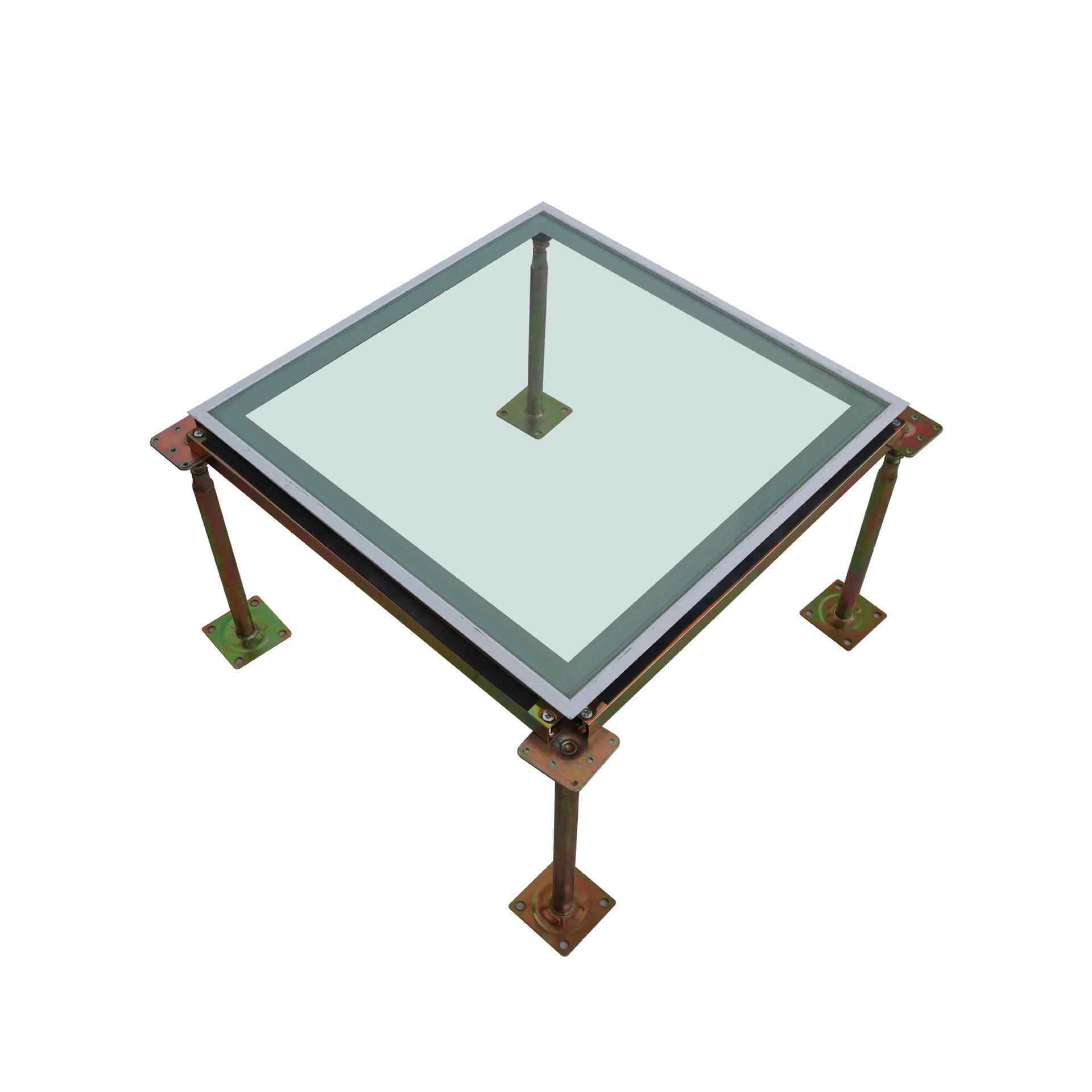 防静电玻璃地板600x600 办公室机房活动地板可视高架活动地板厂家