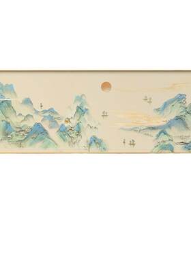 千里江山水墨山水中式新中式办公室书房茶室沙发背景墙客厅装饰画