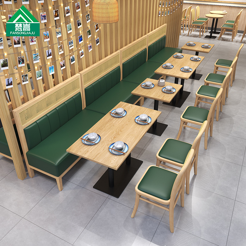 主题餐厅东南亚编藤沙发茶餐厅靠墙卡座奶茶店咖啡厅桌椅组合