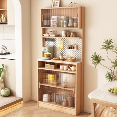 原木风餐柜窄型30cm超薄款墙边柜咖啡厨房薄柜极窄靠墙一体储物