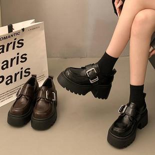 黑色复古百搭英伦风厚底小皮鞋女2026新款秋冬配裙子玛丽珍单鞋子