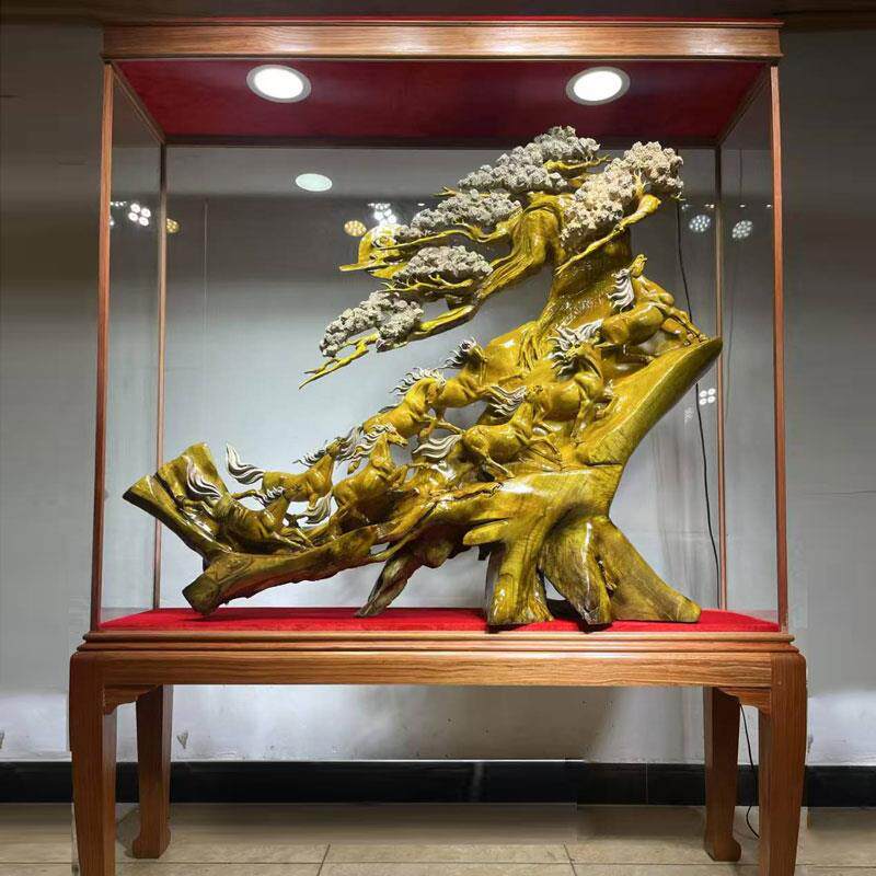 金丝楠木根雕八骏雄风马到成功送礼乔迁公司开业庆典落地木雕摆件
