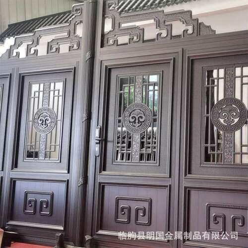 自建房铝合金大门别墅对开大门庭院电动铝艺大门花园铝合金大门