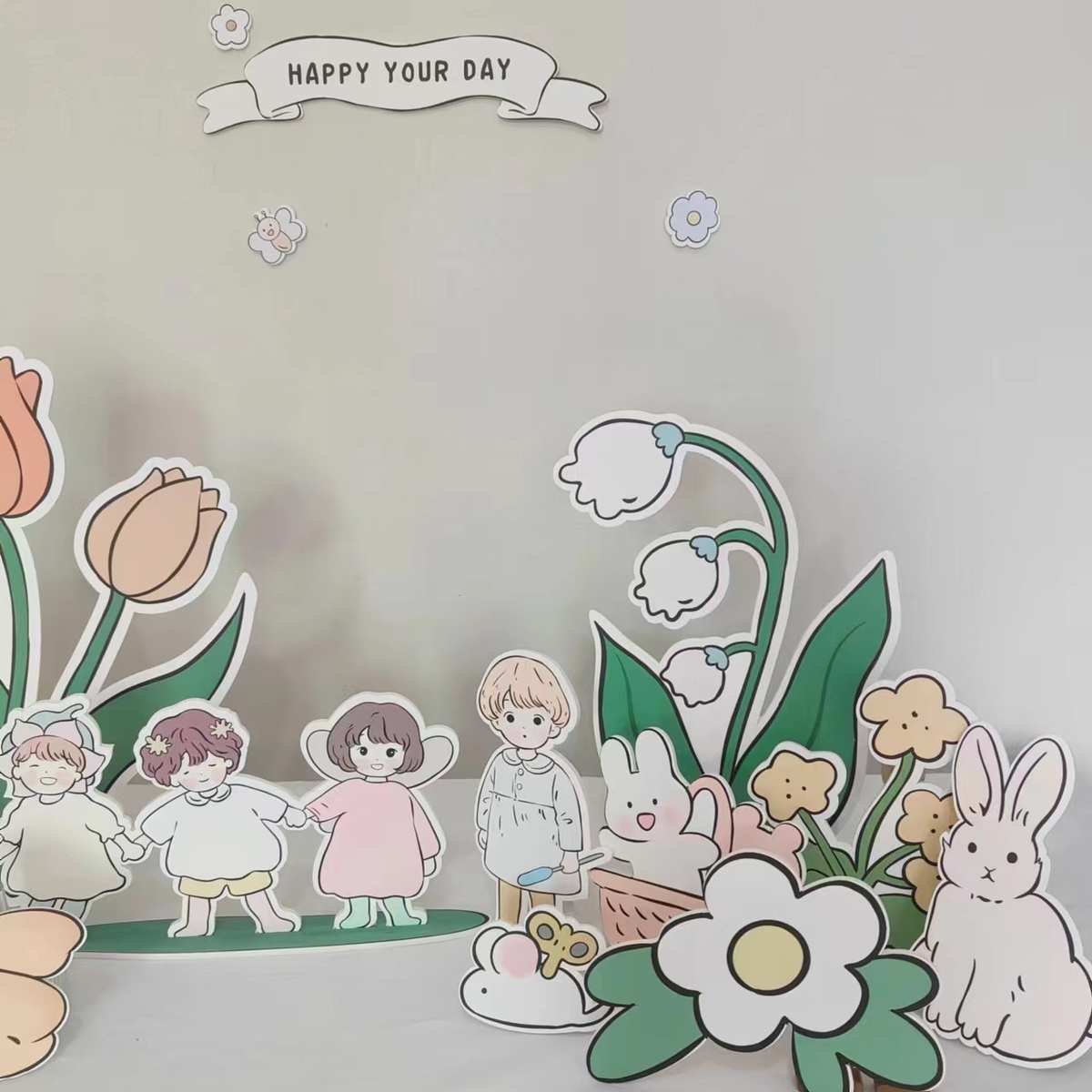 花仙子主题生日百日宴KT板立牌森系手绘风儿童派对装饰道具