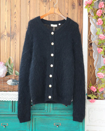 香港制原单优雅气质黑色，柔软长马海毛安哥拉山羊毛开衫毛衣外套