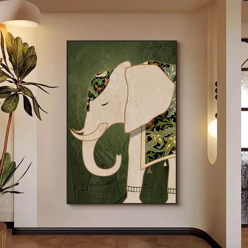 中古风客厅装饰画2025新款沙发背景墙挂画法式覆古大象玄关落地画,家居饰品,现代装饰画,淘宝优惠券,粉丝福利购,淘宝优惠卷