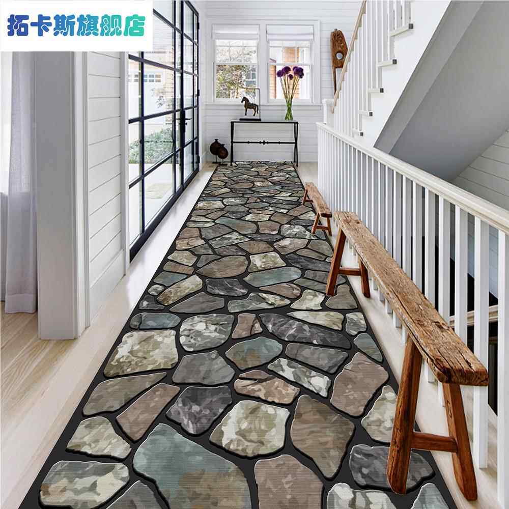 鹅卵石地毯3D裁剪地垫门口进门走廊过道楼道楼梯长条家用地毯宾馆