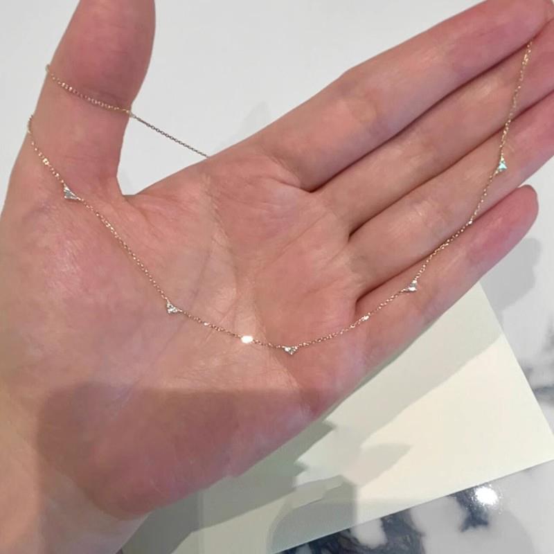 极细款mini爱心闪钻锁骨