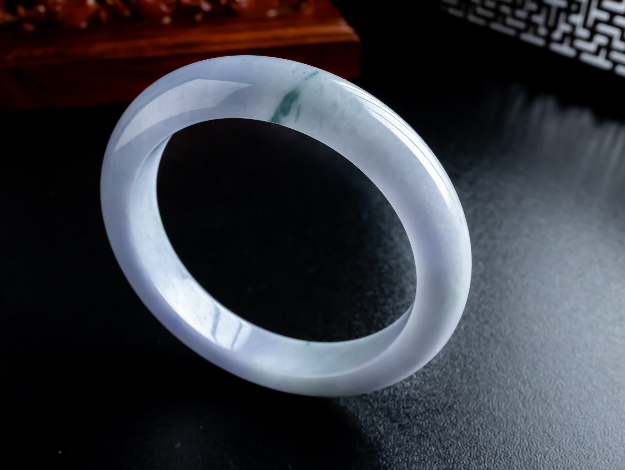 59圈口 天然真品翡翠水润细腻冰紫罗兰满色满紫胖正圈手镯62.52g