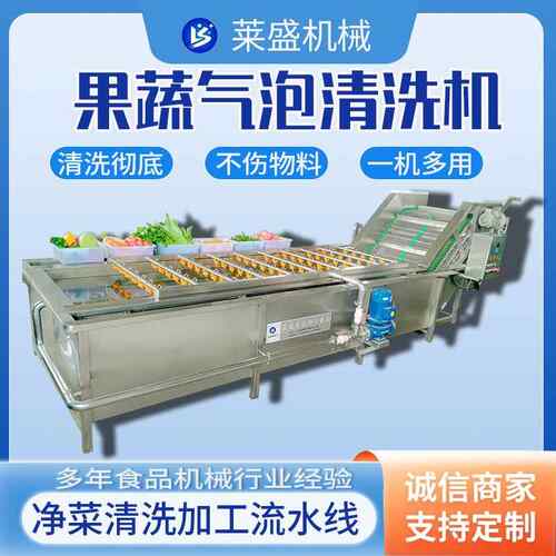 大型中央厨房净菜处理设备果蔬气泡清洗机高压喷淋贡菜海鲜清洗机
