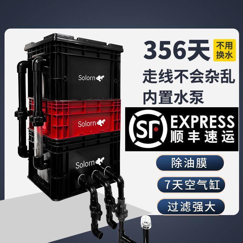 25年新款工业 内置周转箱鱼缸过滤过滤器滴流鱼盆365天不用换水