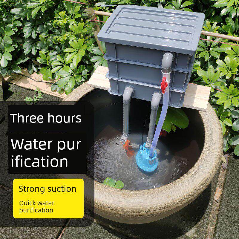 圆形陶瓷鱼缸瓦盆瓷盆盆式专用过滤器盒循环流水系统大圆柱龟盆大