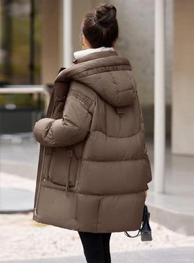 羽绒服新女冬中长款204款小ZYI99820个暖子韩版时尚加厚保连2帽白