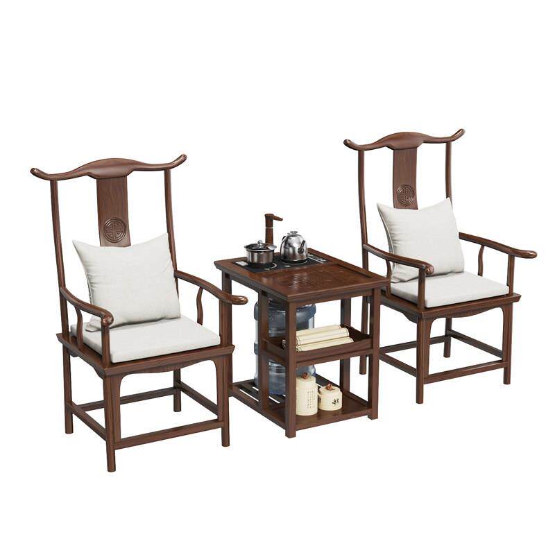 茶桌主人椅泡茶椅官帽椅实木太师椅电脑椅书椅餐桌椅靠背牛角椅子