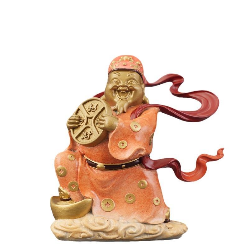 财神驾到财神爷摆件黄铜工艺品客厅桌面店铺开业装饰品办公室摆饰
