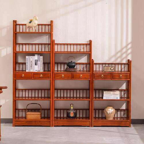 刺猬紫檀小书架红木置物架中式实木储物架茶叶架花梨木彷古餐边柜