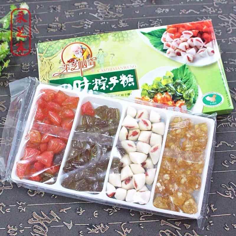 苏州特产老字号采芝斋松子松仁玫酱薄荷四味粽子糖四味苏式软糖