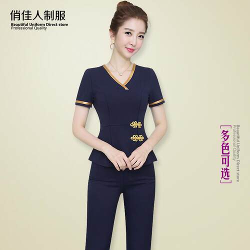 新款摩2022时尚中式按足浴技师服女长裤套养装足店美容生工疗作服