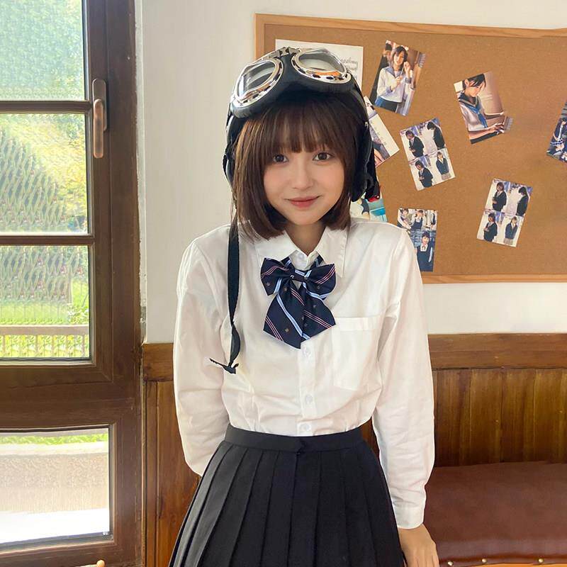 jk衬衫长袖秋冬季学院风内搭高中学生制服白色衬衣女班服打底上衣