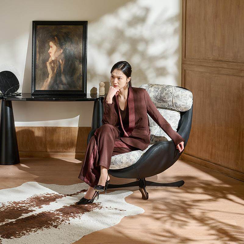 企鹅摇椅别墅客厅羽绒懒人沙发设计师布艺休闲椅简约轻奢单人沙发