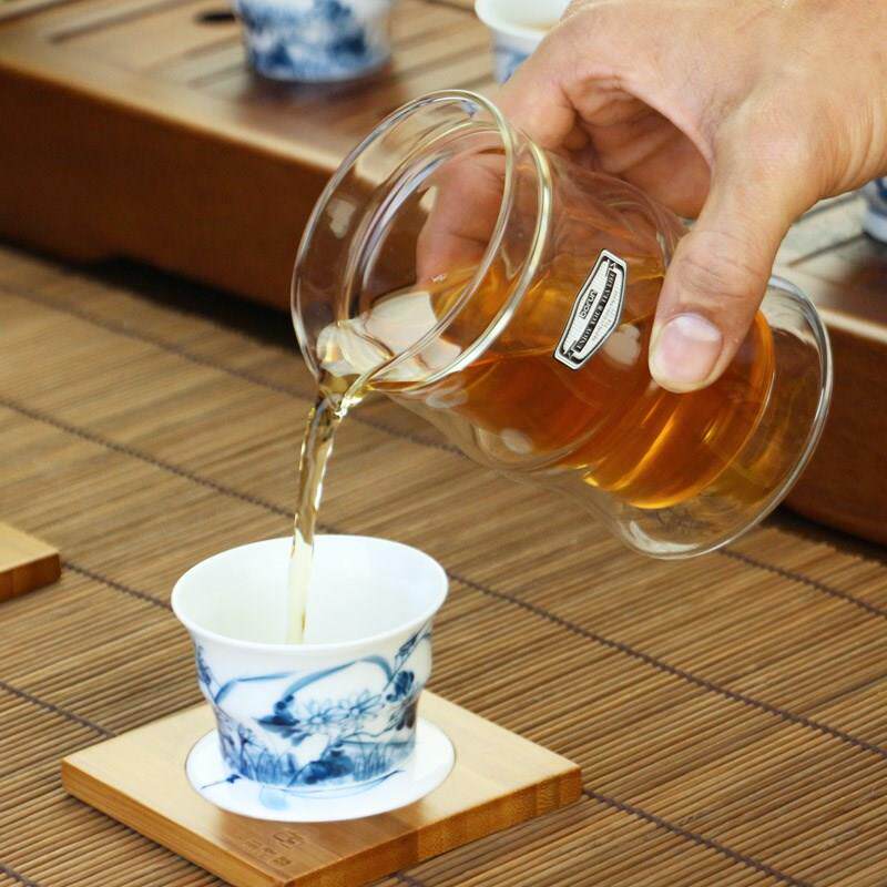 玻润双层隔热防烫手加厚玻璃公道杯茶漏分茶加厚茶海公杯茶具配件