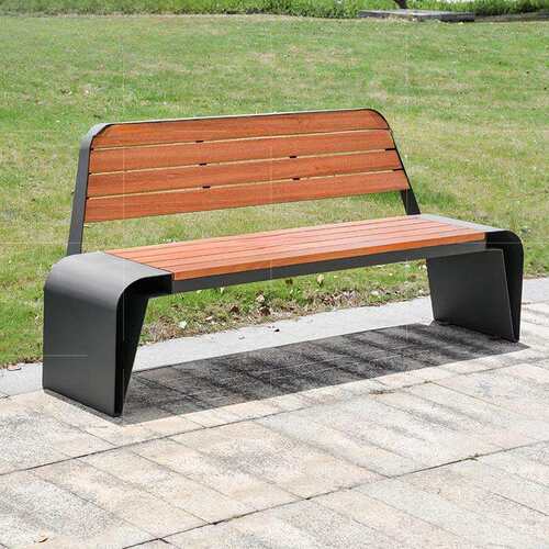 公园椅户外休闲座椅公园椅防腐木室外长椅学校园区景区不锈钢坐凳