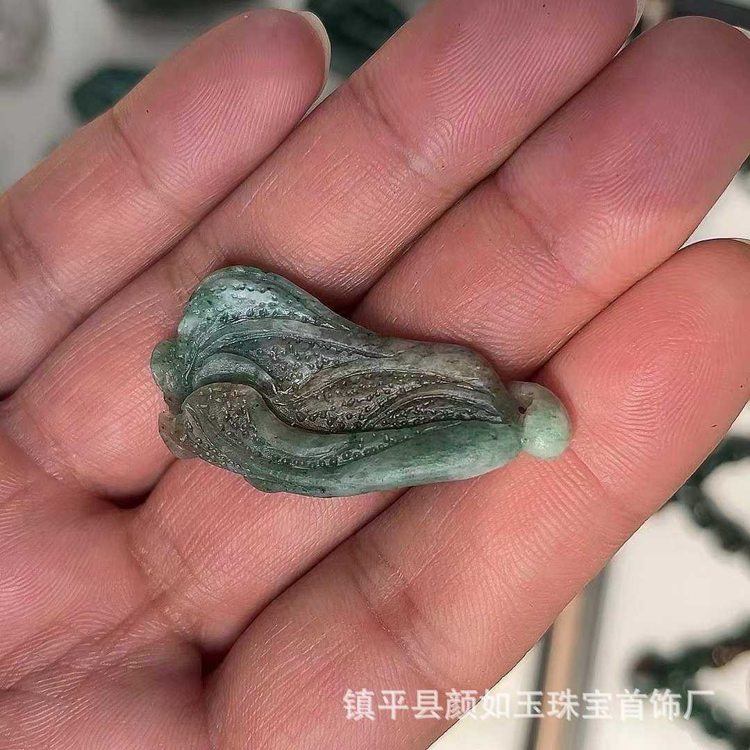 南阳独山玉精品玉白菜挂件百面来财手把件玉石白菜寓意百面来财
