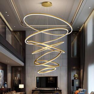 复式楼大吊灯挑空客厅吊灯别墅楼梯灯轻奢跃层挑高楼中楼大厅吊灯