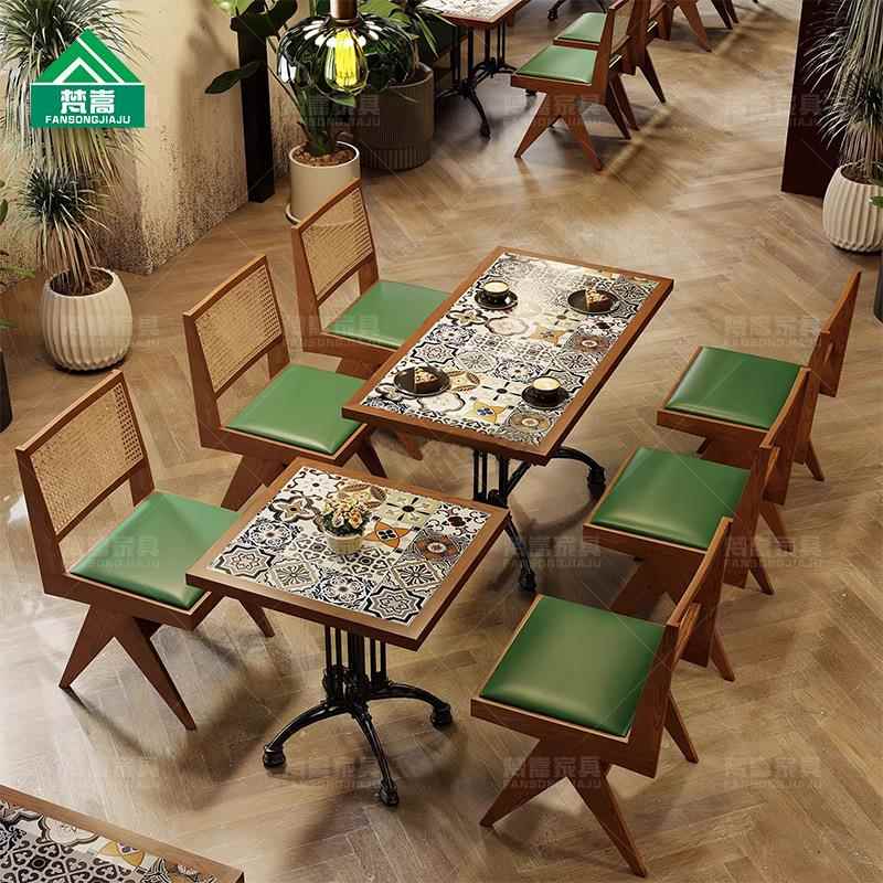 南洋风主编题餐厅卡座发茶餐饭厅湘菜沙馆店FS-5-8中式餐厅藤桌椅