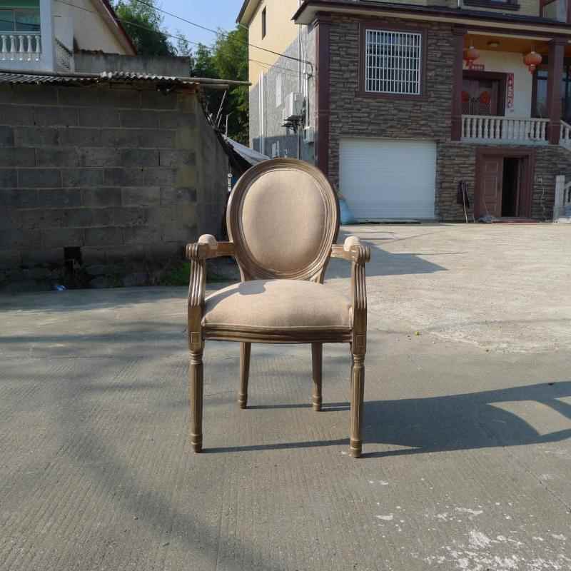 手0J欧式餐椅古实木做旧椅子美式复休闲靠吧5454背椅酒椅带扶椅美
