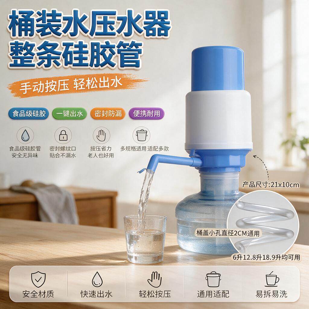 桶装水取水神器大号压水器手压式硅胶软管手动家用取喝饮吸泵抽水