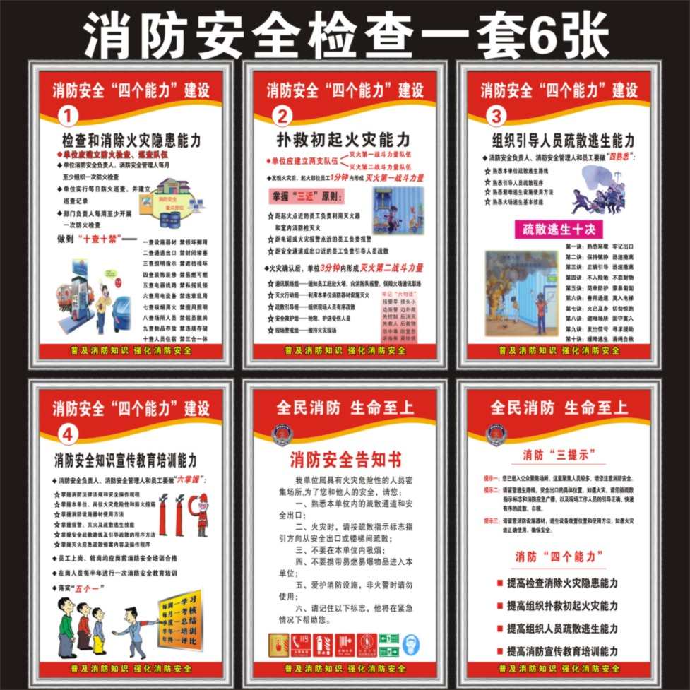 四个能力标识牌 消防安全三个提示标语牌工厂管理制度牌 告知牌